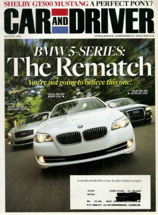 CAR & DRIVER 2010 AUG - SHELBY GT500, BEST TRACKS, PAUL TRACY, St. JAMES